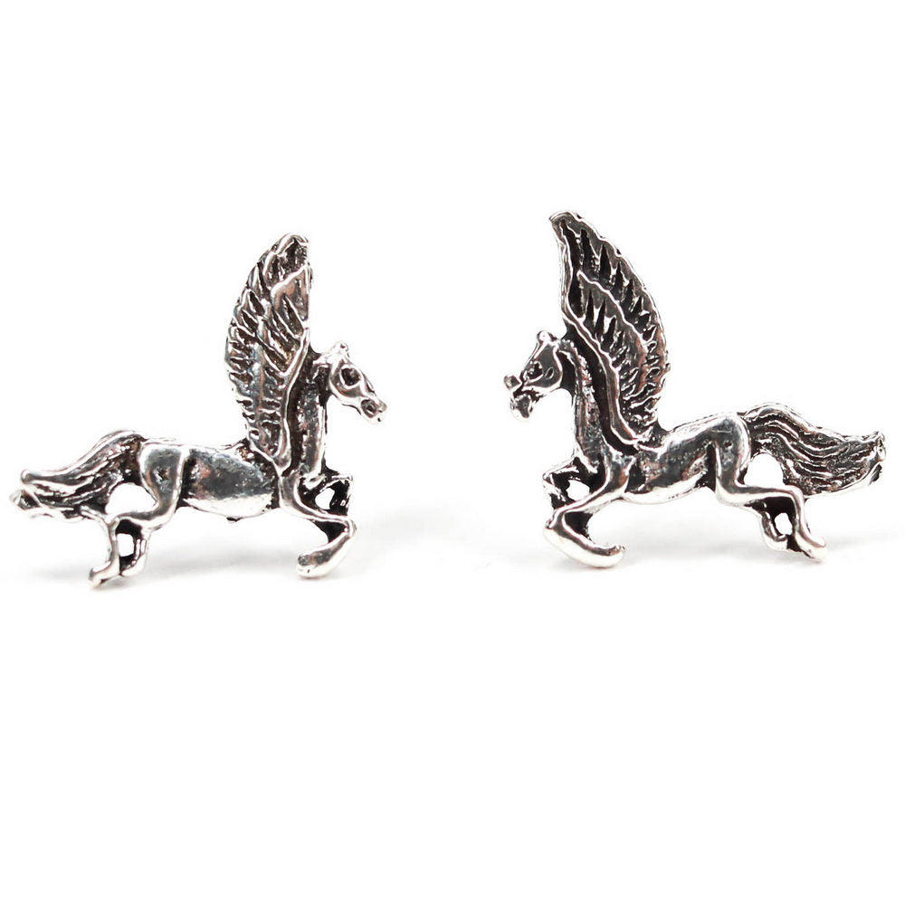Pendiente en Plata de ley forma de pegasus con tuerca mariposa.