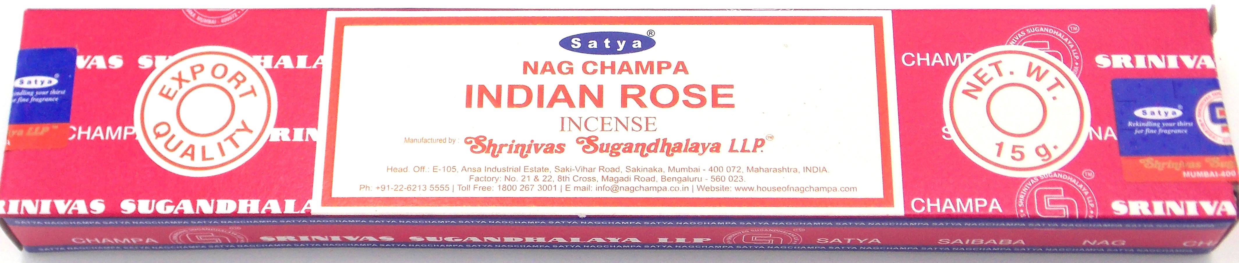 INCIENSO DE MARCA NAG CHAMPA COLLECTION FRAGANCIA ROSA INDIA 15 gramos
