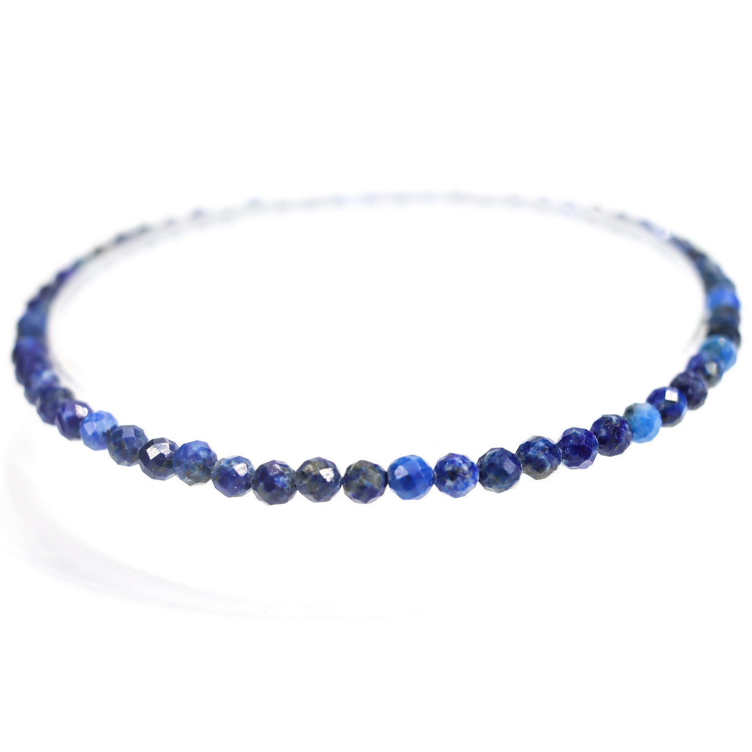 Pulsera elástica de lapislázuli facetada de 4mm