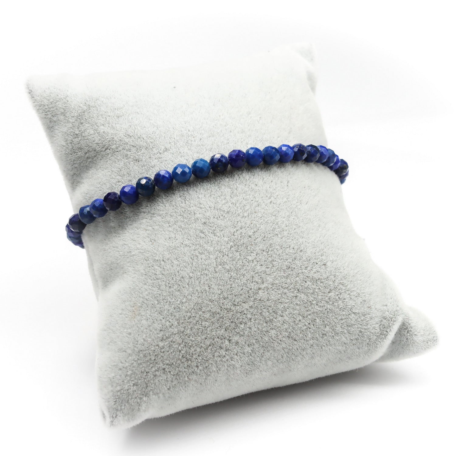 Pulsera elástica de lapislázuli facetada de 4mm