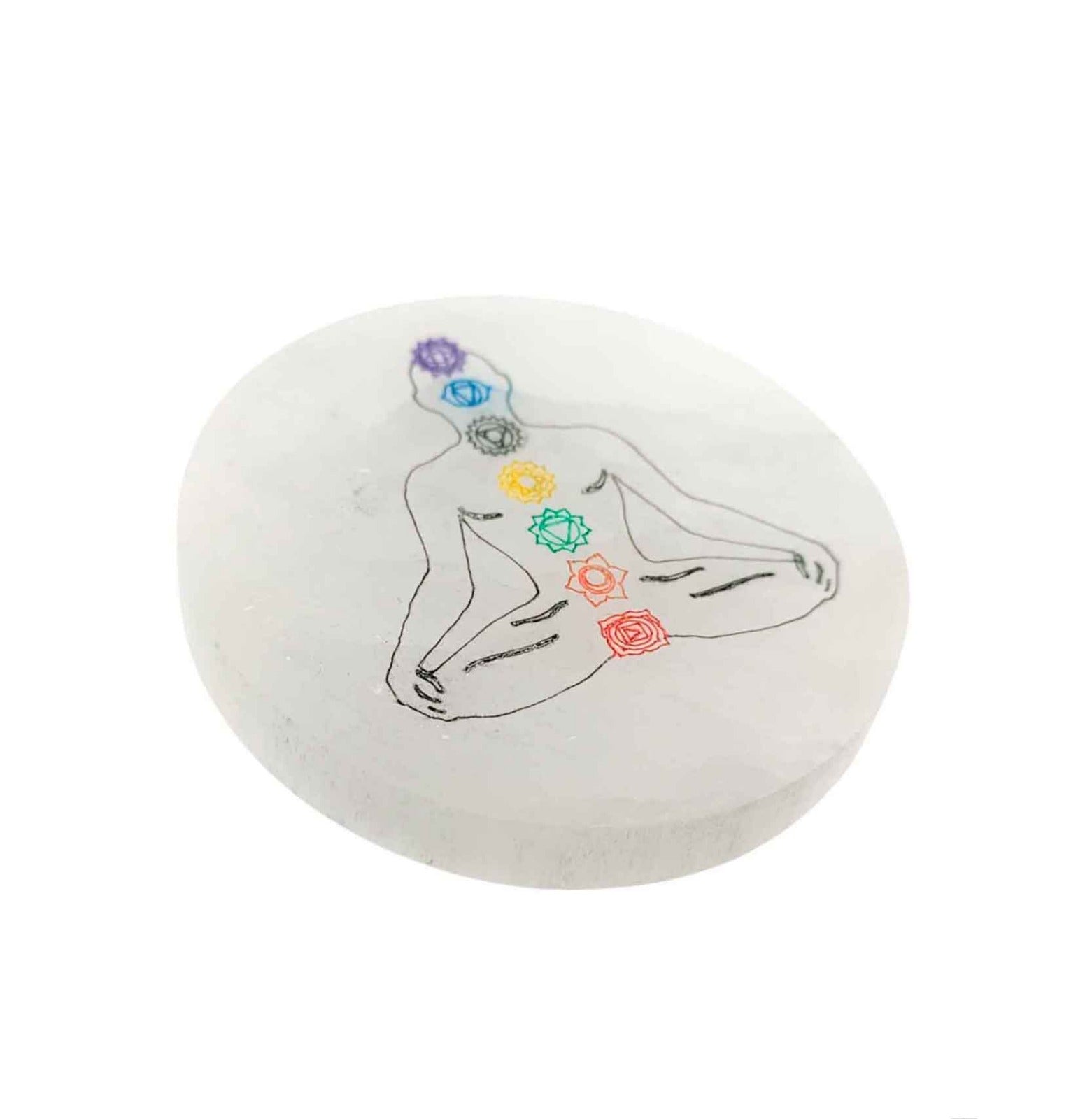 Plato Selenita Grabado 7 Yoga Chakras 10 Cms Aprox