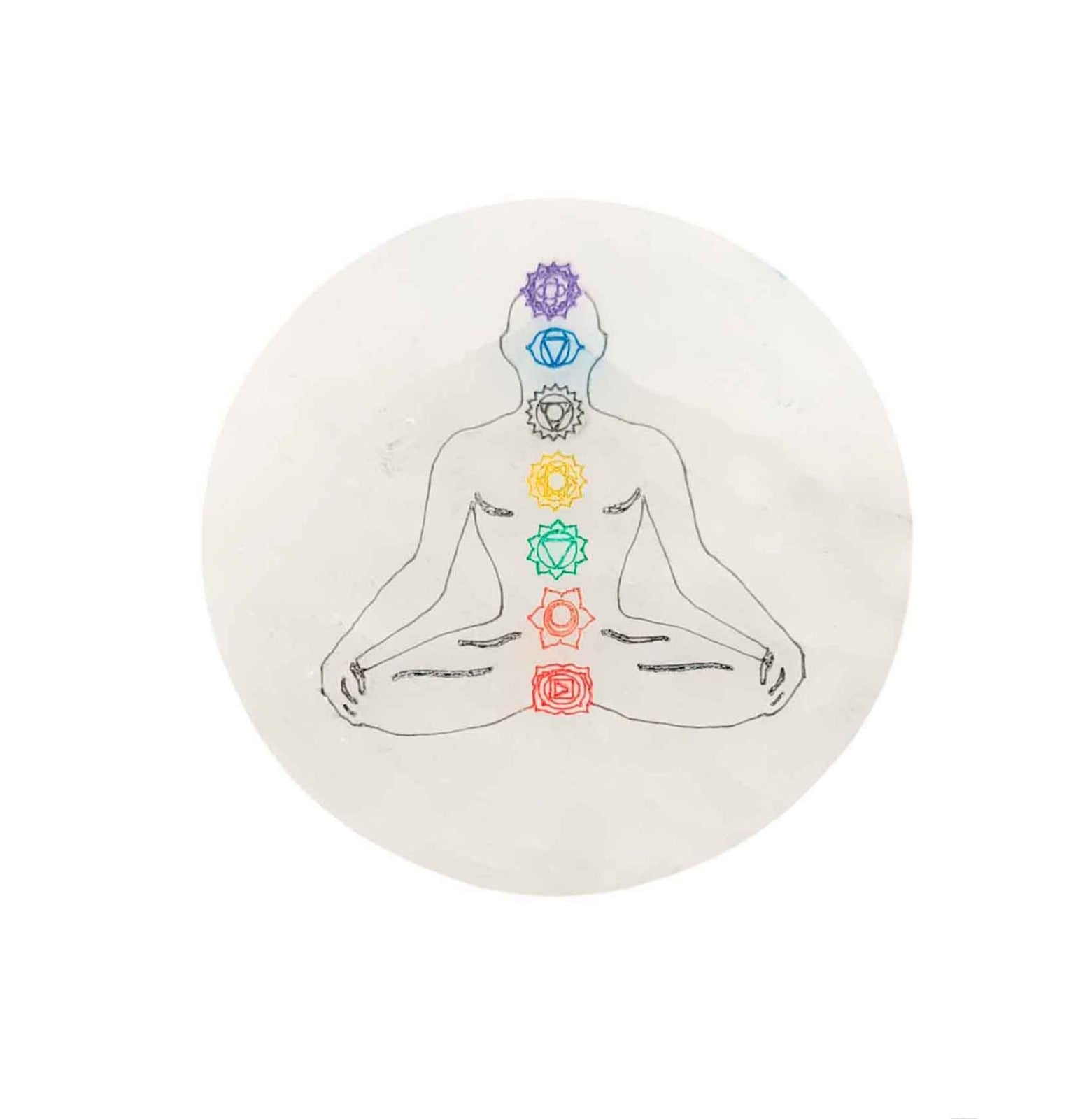 Plato Selenita Grabado 7 Yoga Chakras 10 Cms Aprox