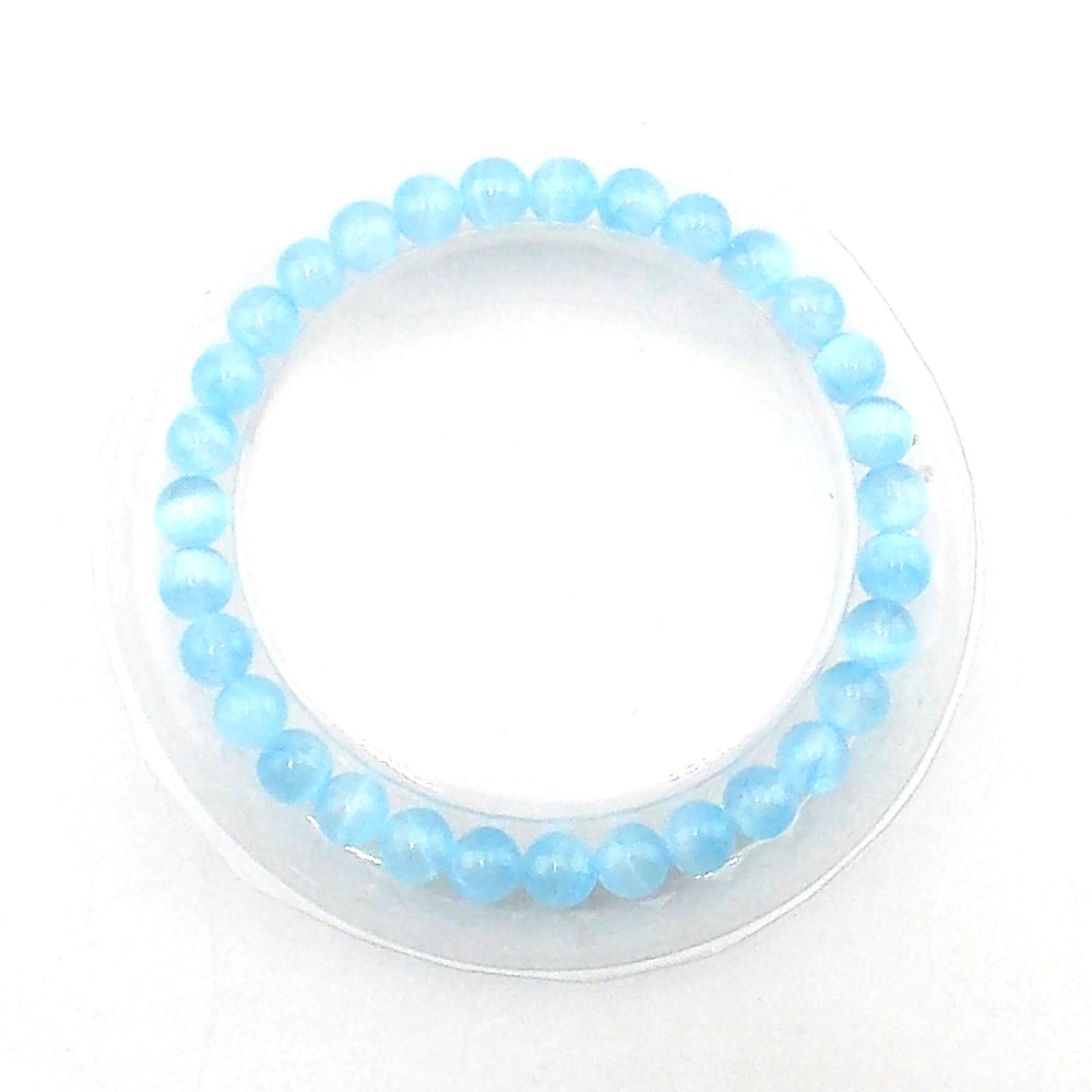 Pulsera de piedra natural de Selenita de 6mm (azul)