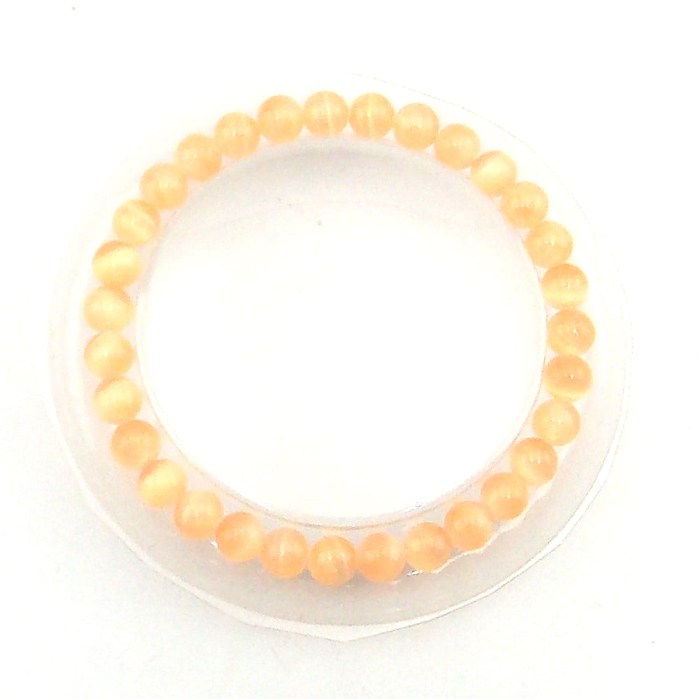 Pulsera de piedra natural de Selenita de 6mm (naranja)