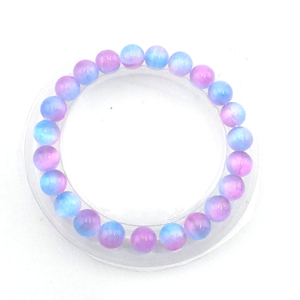 Pulsera de piedra natural de Selenita de 8mm (azul y morado)