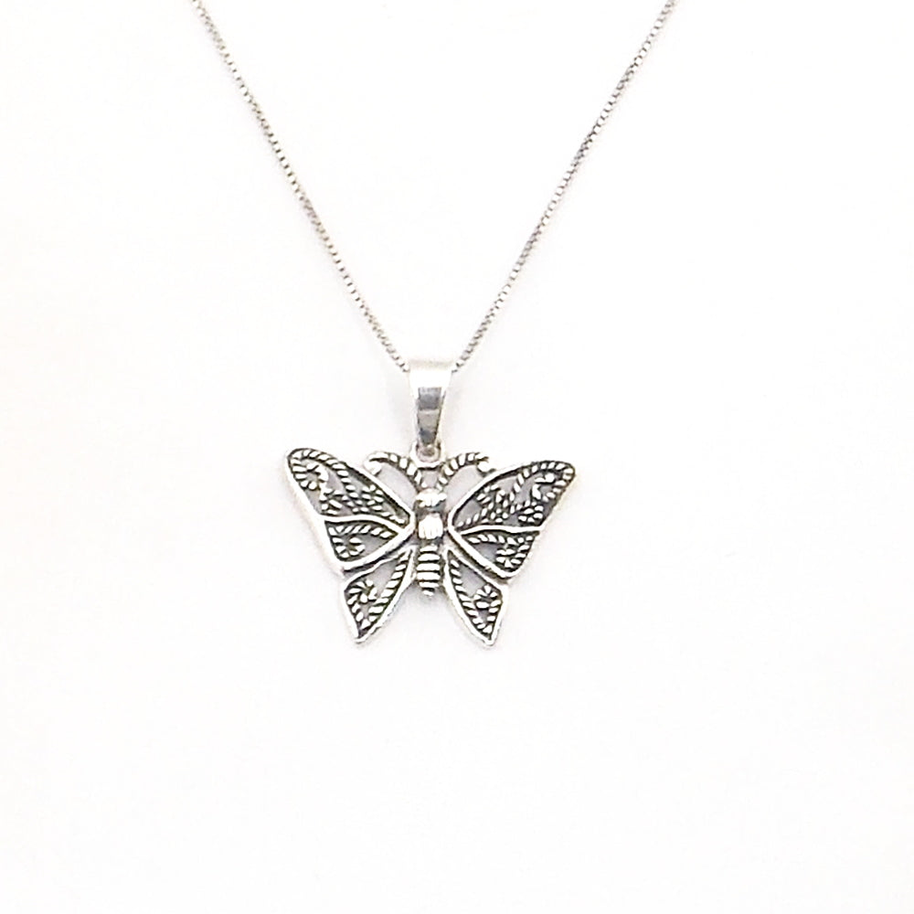 Colgante de plata de ley de mariposa de 21x28mm aprox. Con cadena de 45cm