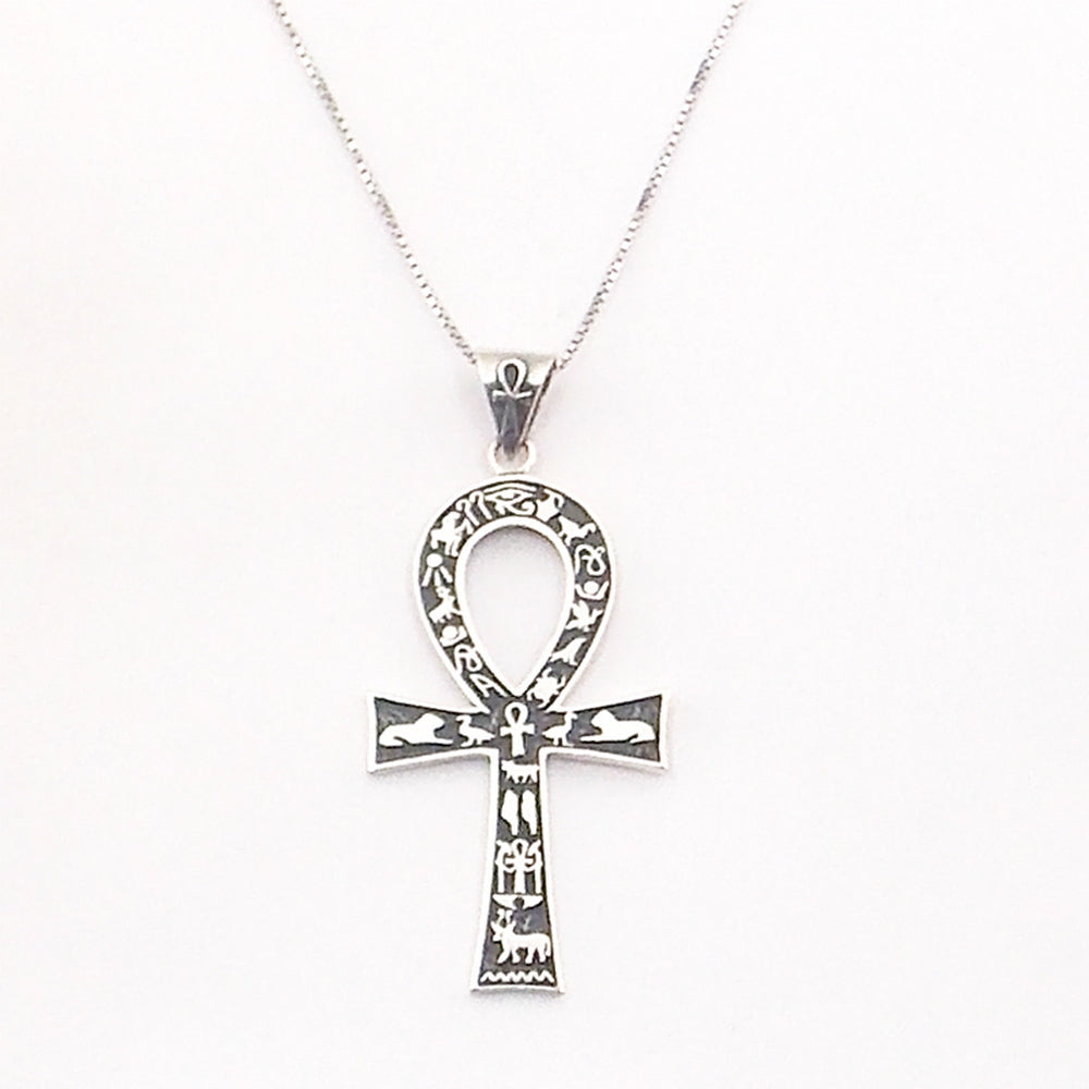 Colgante de plata de ley de Ankh de 40x20mm aprox. Con cadena de 45cm