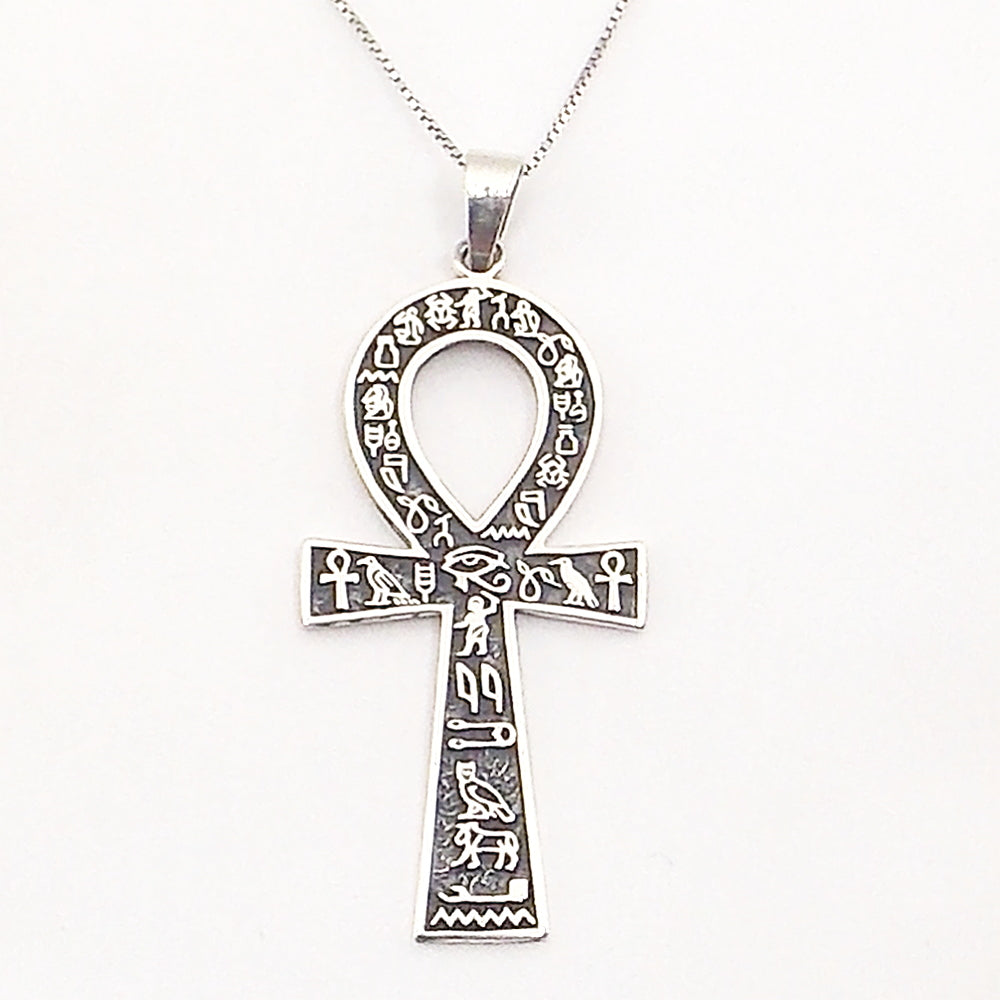 Colgante de  de plata de ley de Ankh de  55x38mm aprox. Con cadena de 45cm