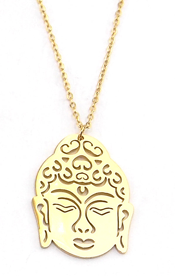 Colgante de acero en forma de Budha (dorado)