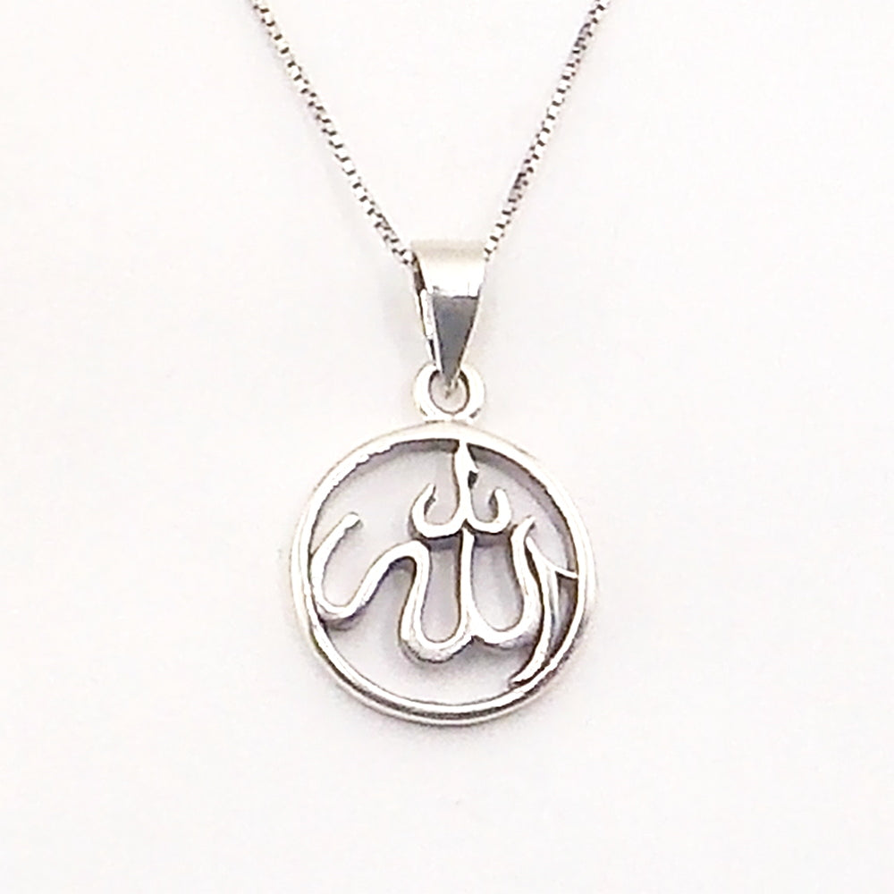 Colgante de plata de ley de Allah de 20mm aprox. Con cadena de 45cm
