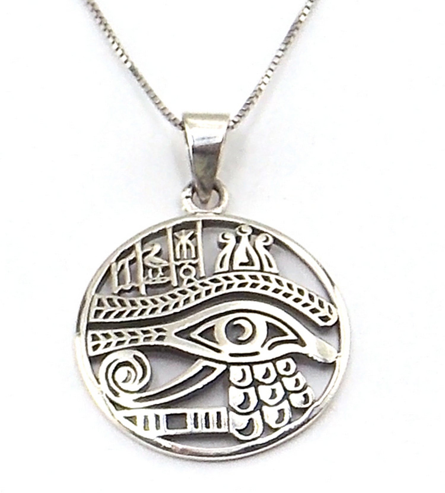 Colgante de plata de ley de Ojo de Horus de 20x25mm con cadena de 45cm