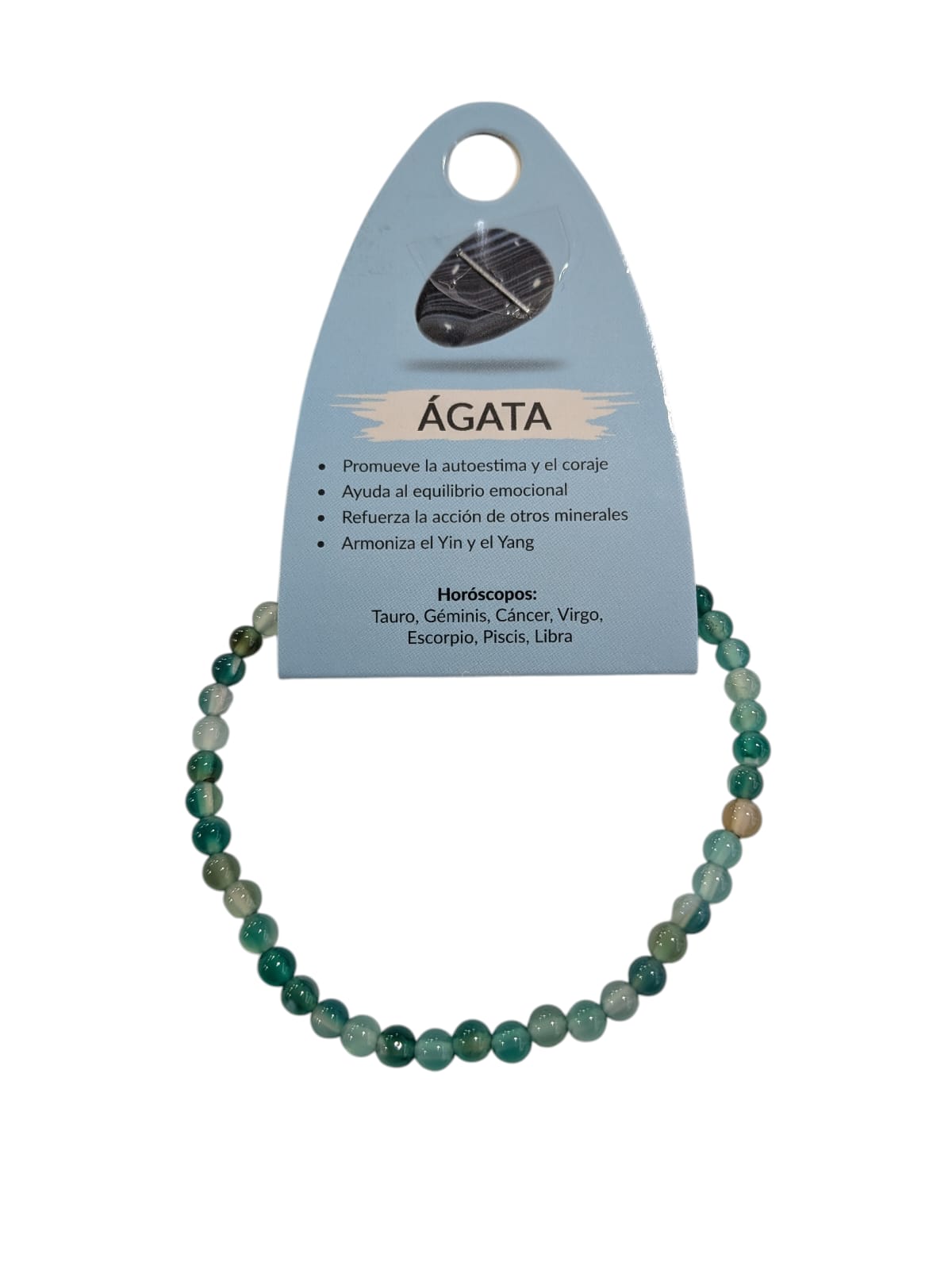 Pulsera de piedra natural de Ágata verde de 4mm