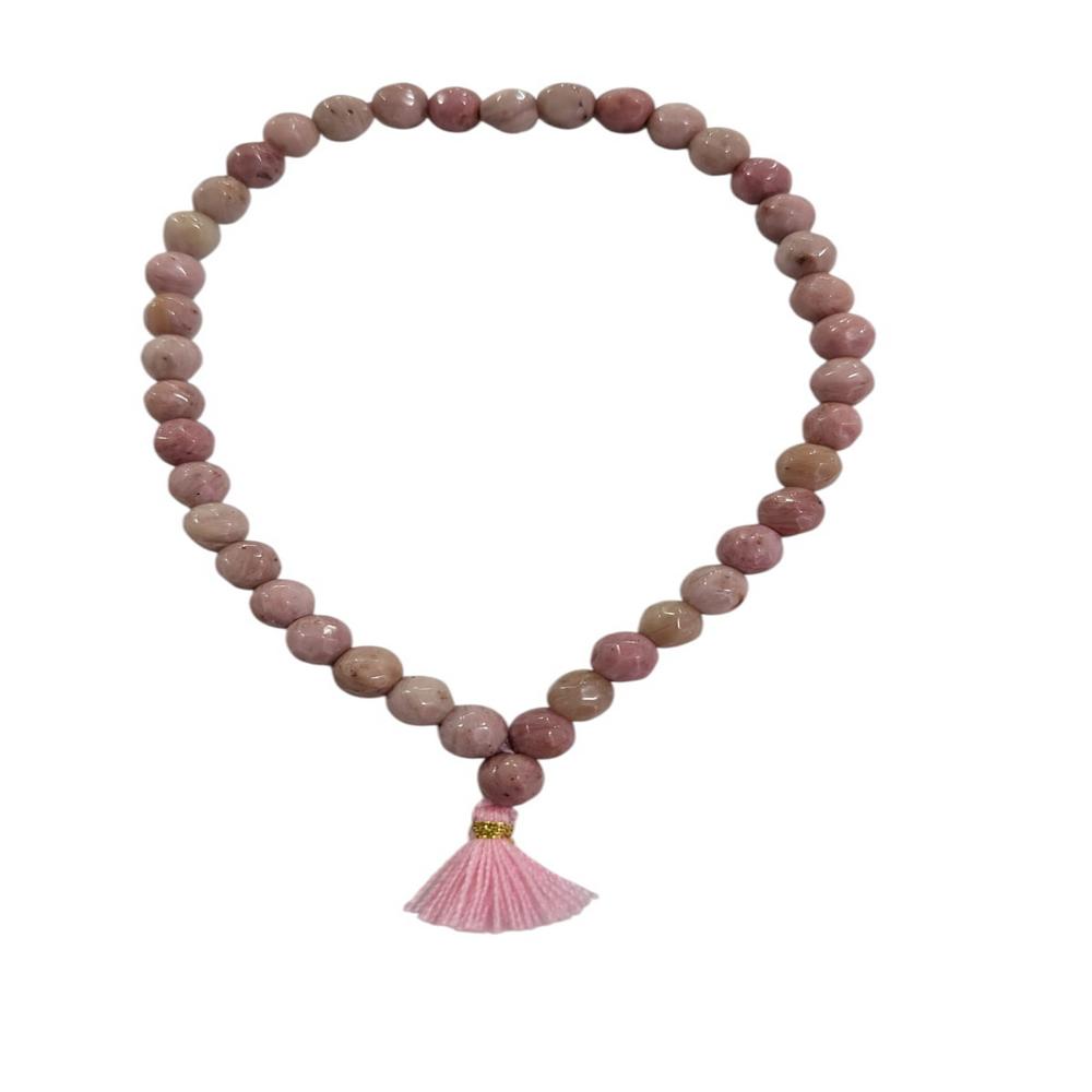 Pulsera de piedra natural de Rodonita Faceteda de 4mm con borla.