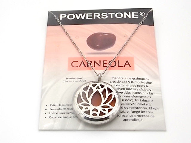 Colgante con motivo de Flor de loto con una piedra de Carneola