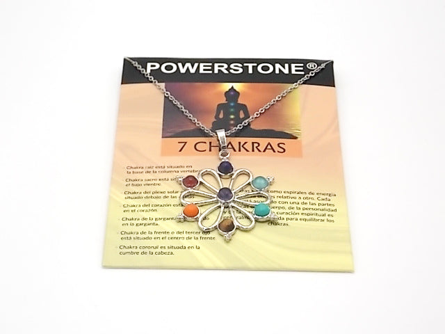 Colgante con las piedras naturales de los 7 chakras con diseño de Flor 2