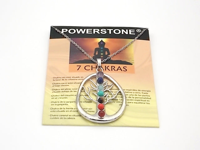 Colgante con las piedras naturales de los 7 chakras con diseño de Árbol de la vida 3