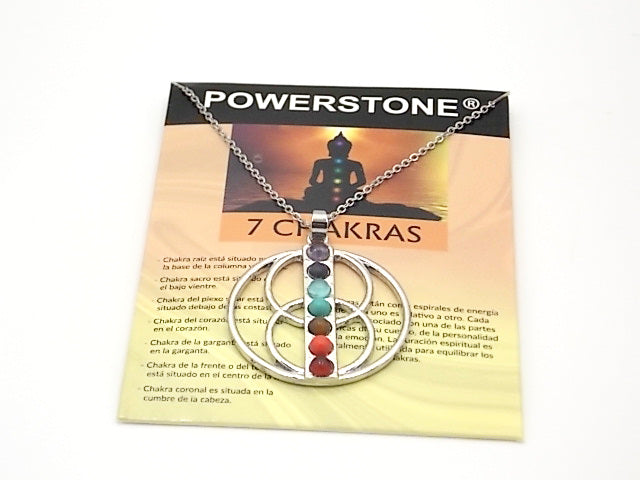 Colgante con las piedras naturales de los 7 chakras con diseño de 3 círculos