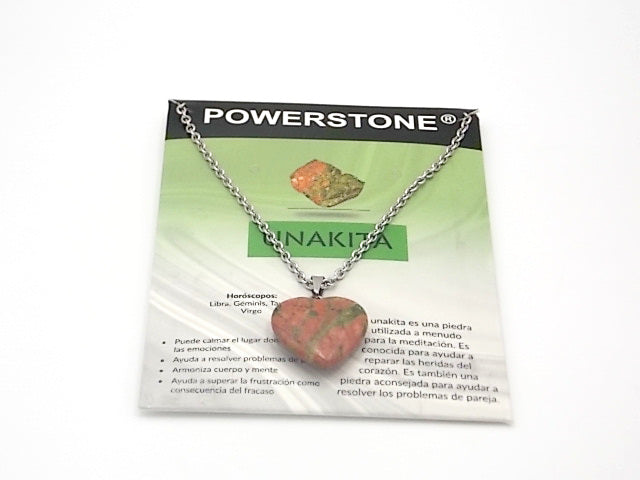 Colgante de piedra natural de Unakita en forma de Corazón de 20mm
