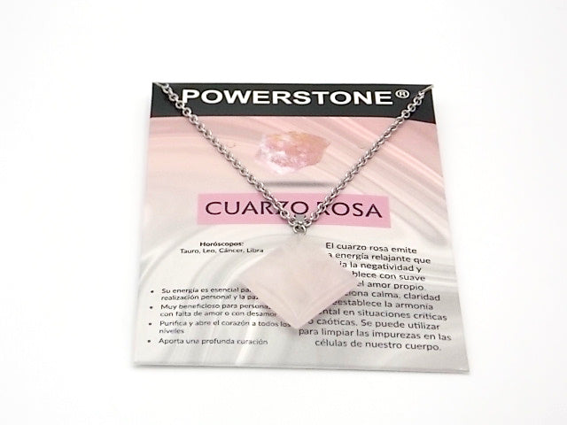 Colgante de piedra natural de Cuarzo rosa en forma de Rombo de 20mm