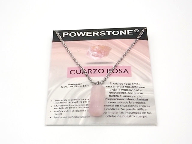 Colgante de piedra natural de Cuarzo rosa en forma de Cilindro