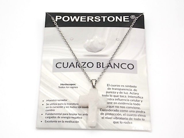Colgante de piedra natural de Cuarzo blanco en forma de Cruz de 25x18mm