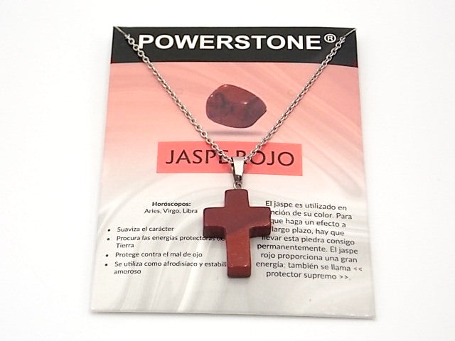 Colgante de piedra natural de Jaspe rojo en forma de Cruz de 25x18mm