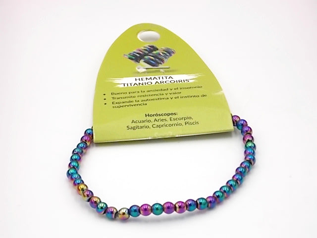 Pulsera de piedra natural de Hematite arcoiris de 4mm