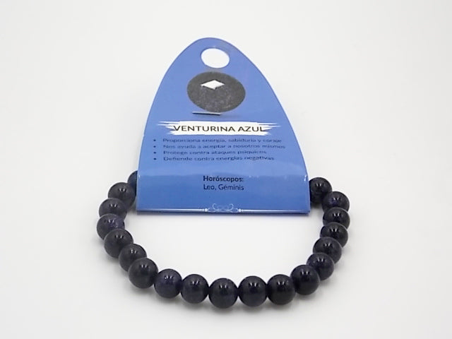 Pulsera de piedra natural de Venturina azul de 8mm