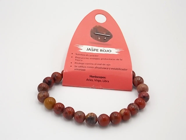 Pulsera de piedra natural de Jaspe rojo de 8mm