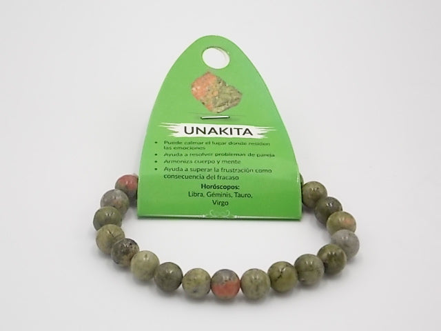 Pulsera de piedra natural de Unakita de 8mm