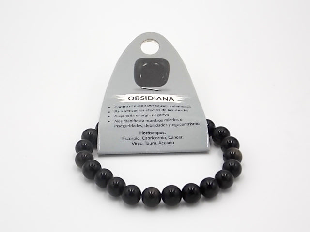 Pulsera de piedra natural de Obsidiana de 8mm