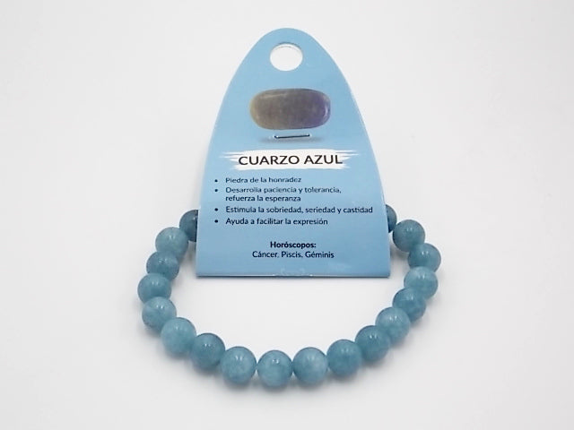 Pulsera de piedra natural de Cuarzo azul de 8mm