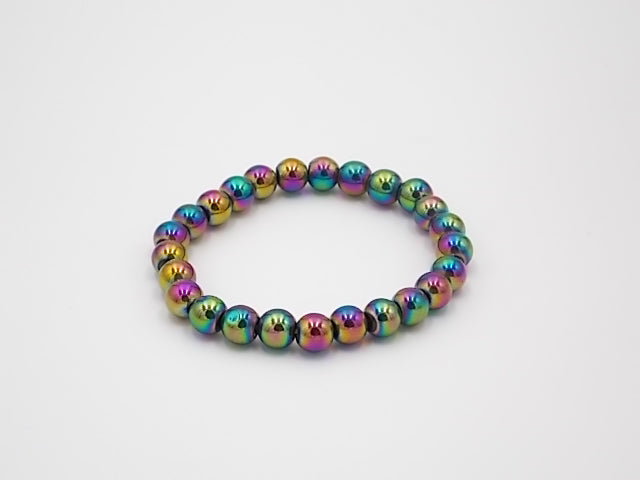 Pulsera de piedra natural de Hematite arcoiris de 8mm