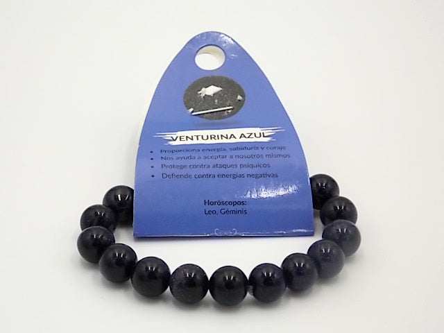 Pulsera de piedra natural de Venturina azul de 10mm