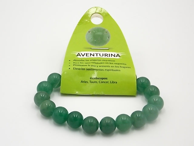 Pulsera de piedra natural de Venturina verde de 10mm