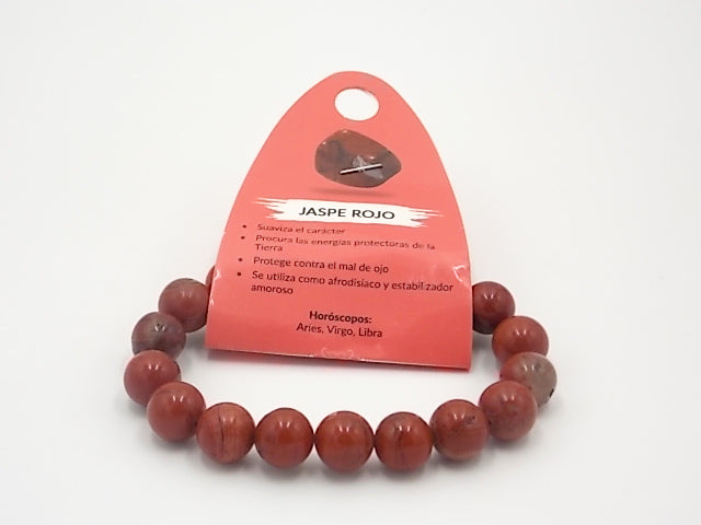 Pulsera de piedra natural de Jaspe rojo de 10mm