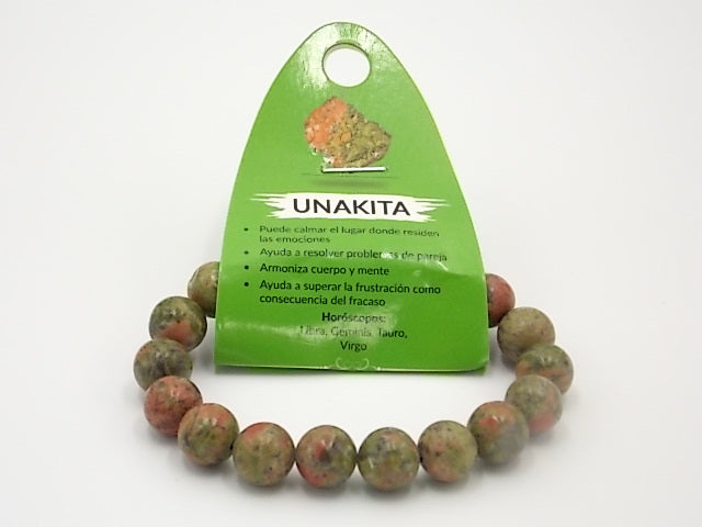 Pulsera de piedra natural de Unakita de 10mm