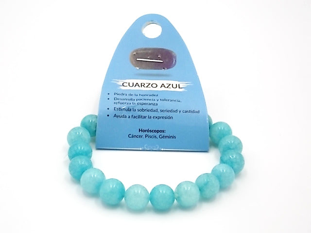 Pulsera de piedra natural de Cuarzo azul de 10mm
