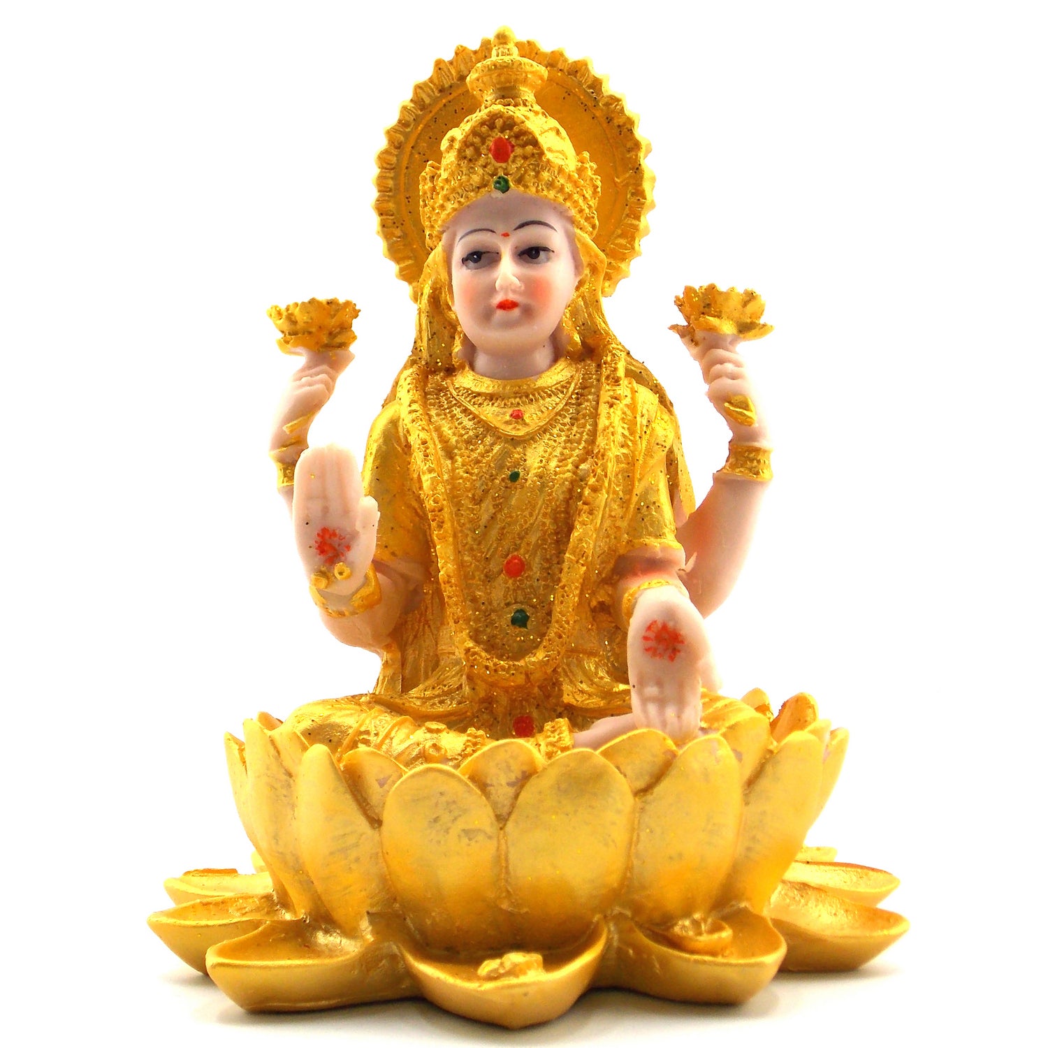 Figura de Lakshmi hecho con resina. Tamaño:16x12x12cm