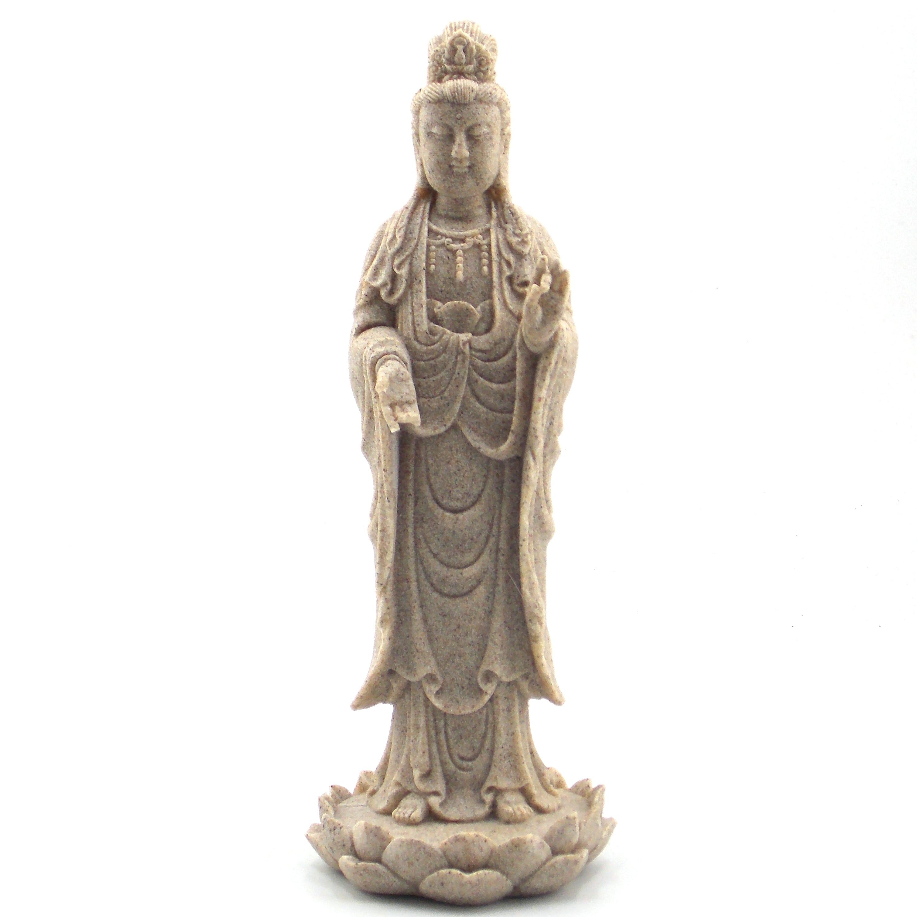 Figura de Kuan Yin hecho con resina. Tamaño:21,5x6x8cm