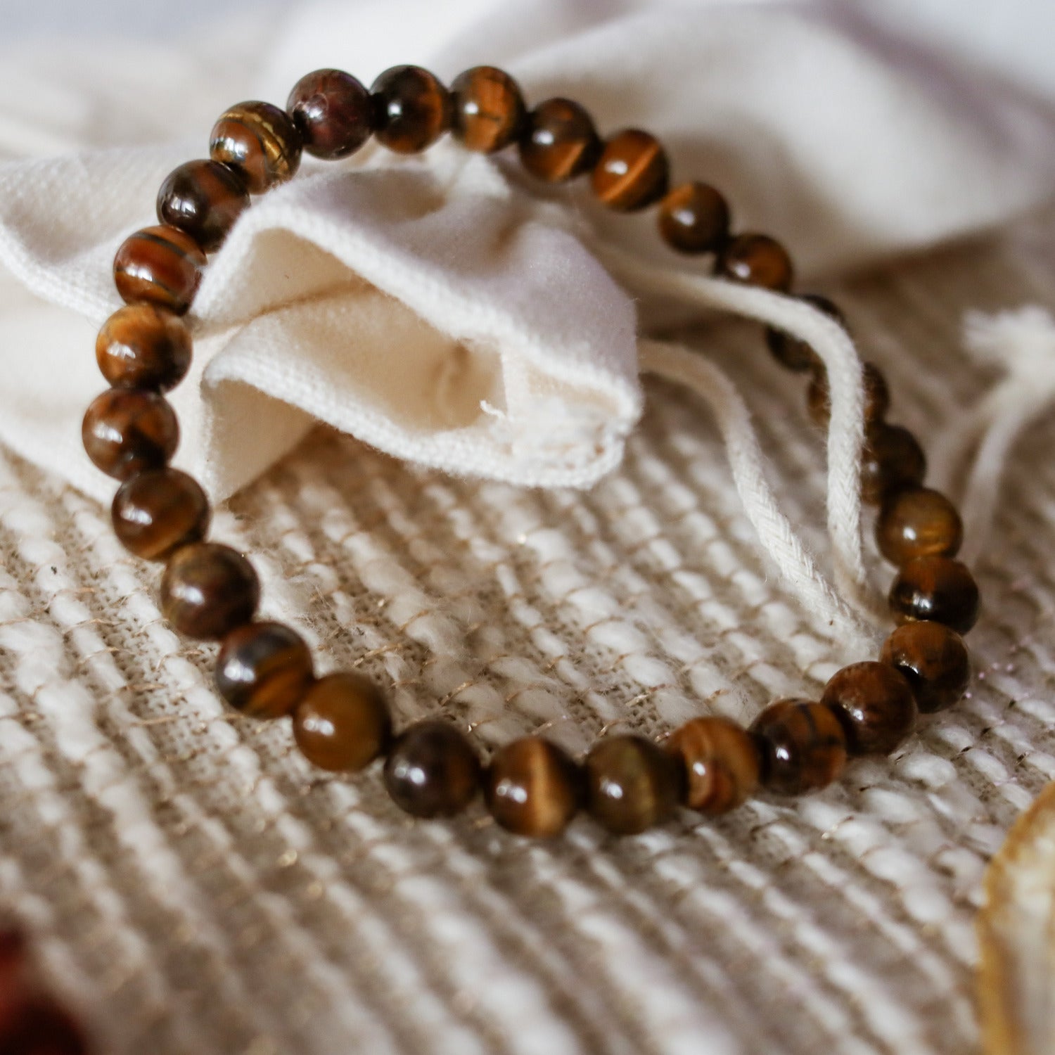Pulsera de piedra natural de Ojo de tigre de 6mm