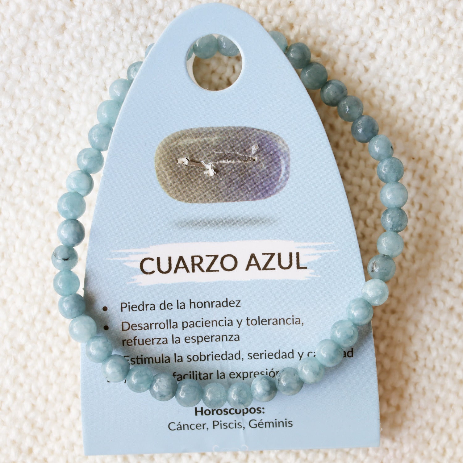 Pulsera de piedra natural de Cuarzo azul de 4mm