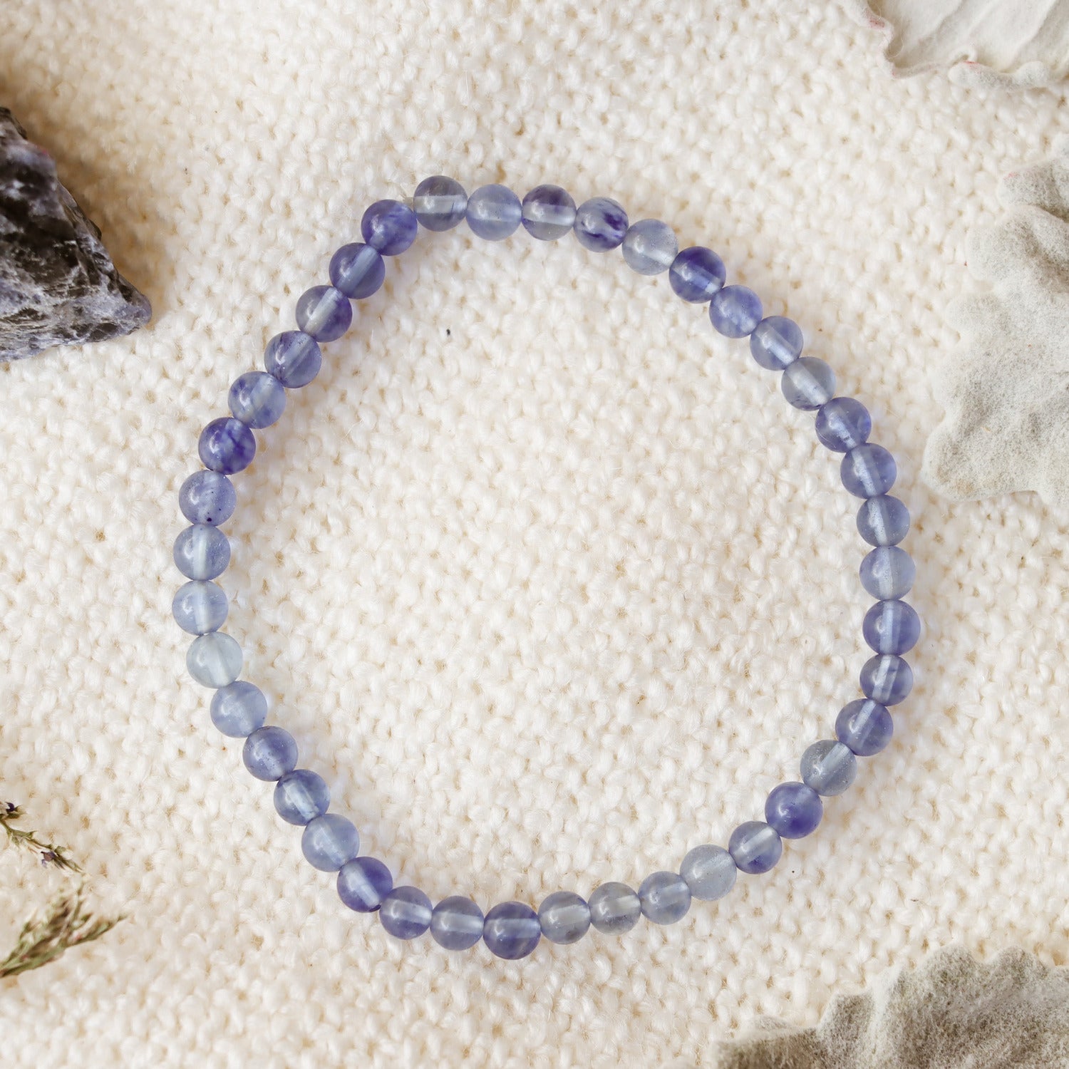 Pulsera de piedra natural de Cuarzo azul rutilado de 4mm
