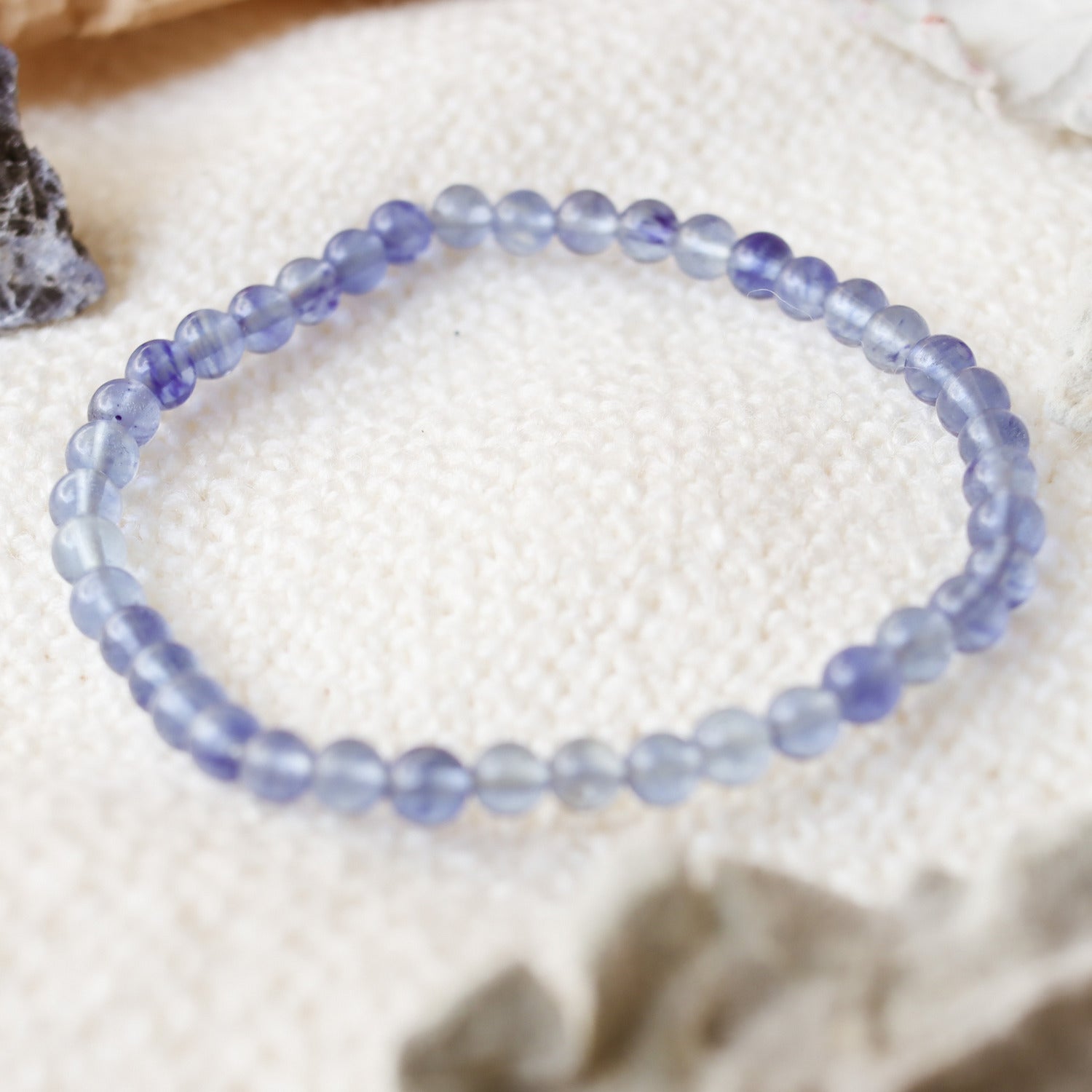Pulsera de piedra natural de Cuarzo azul rutilado de 4mm
