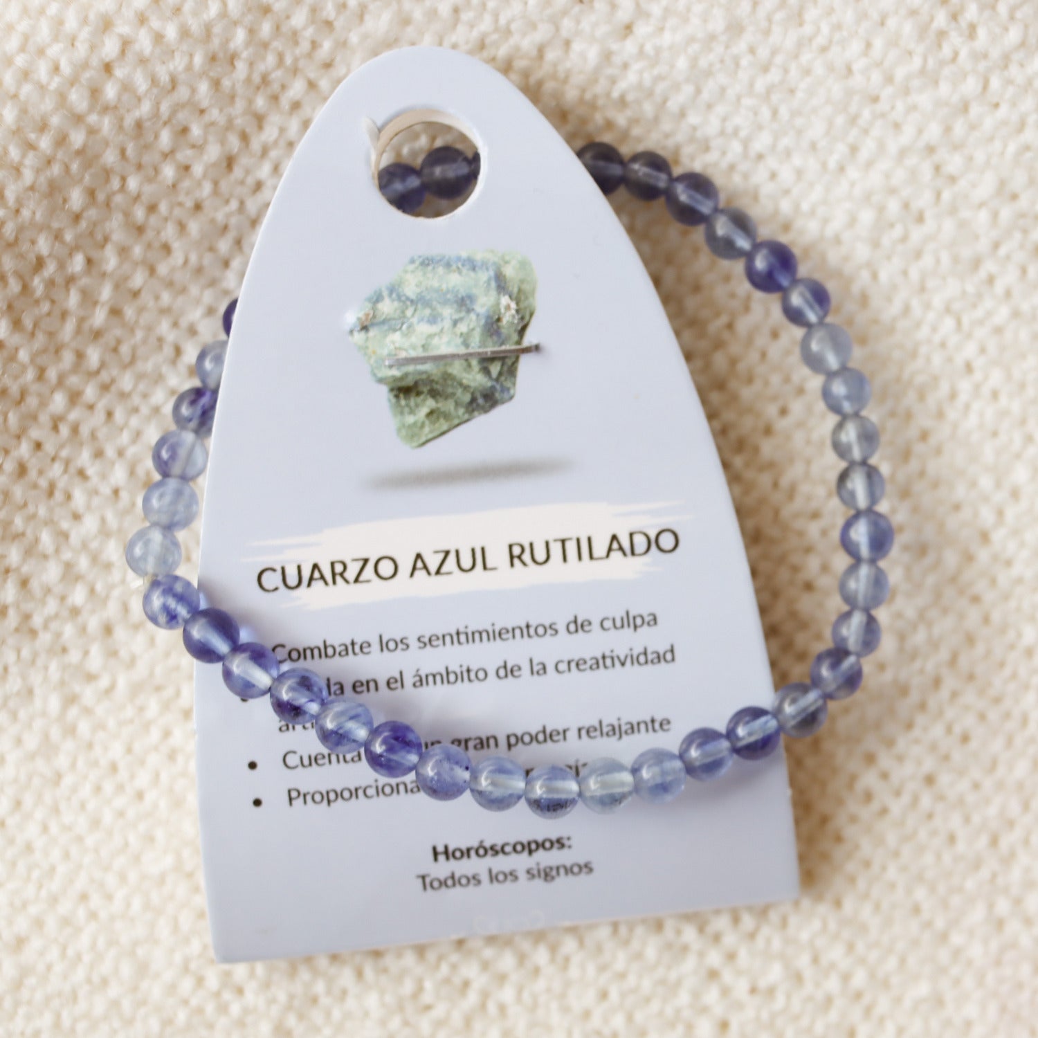 Pulsera de piedra natural de Cuarzo azul rutilado de 4mm