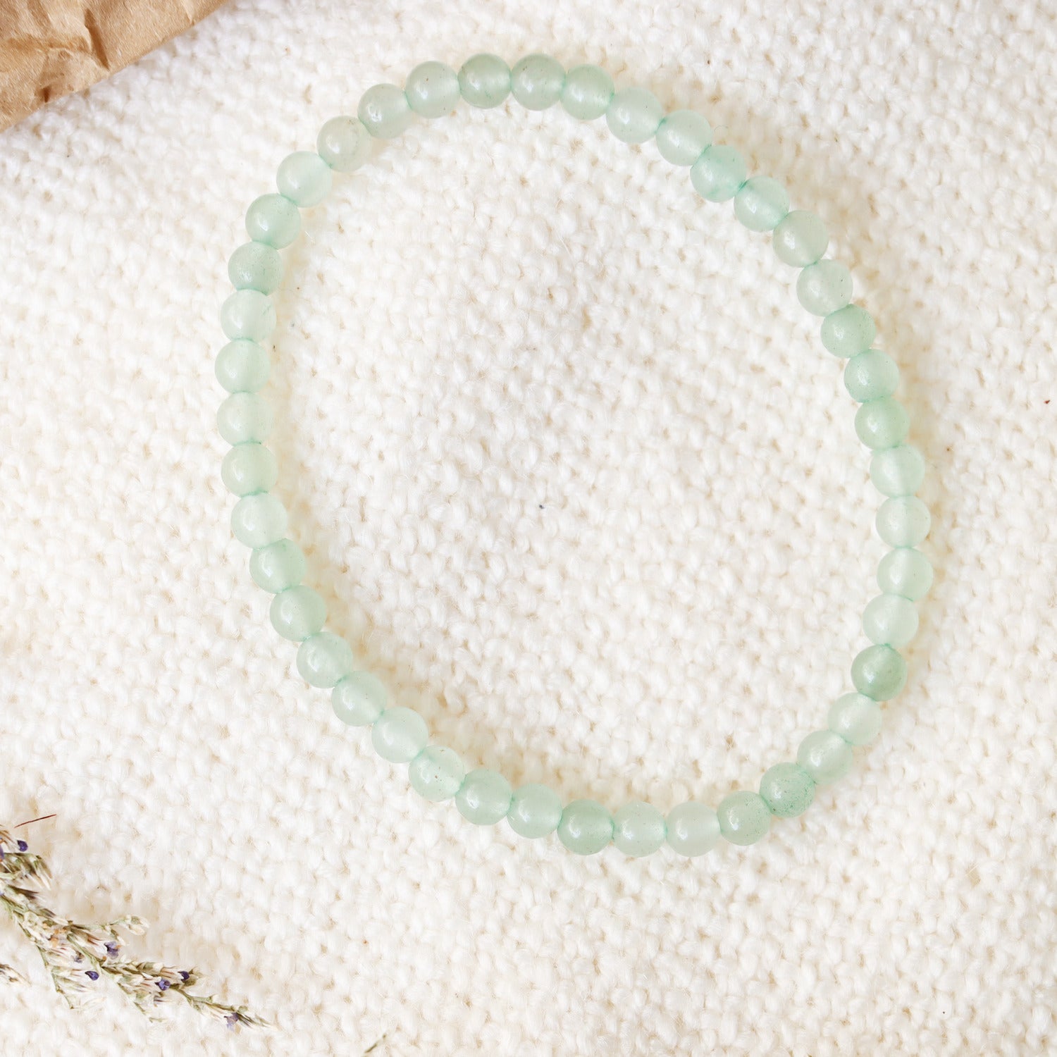 Pulsera de piedra natural de Aventurina verde de 4mm