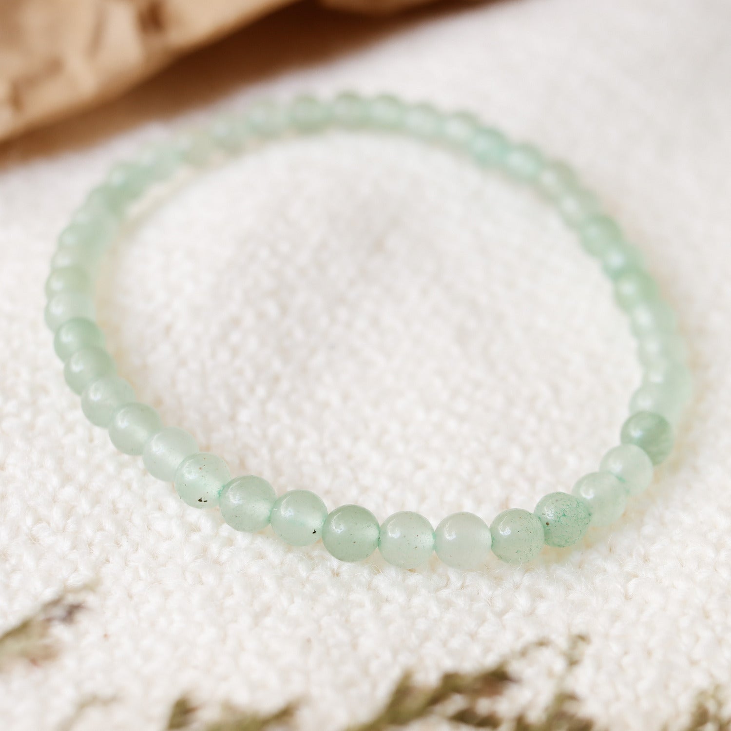 Pulsera de piedra natural de Aventurina verde de 4mm