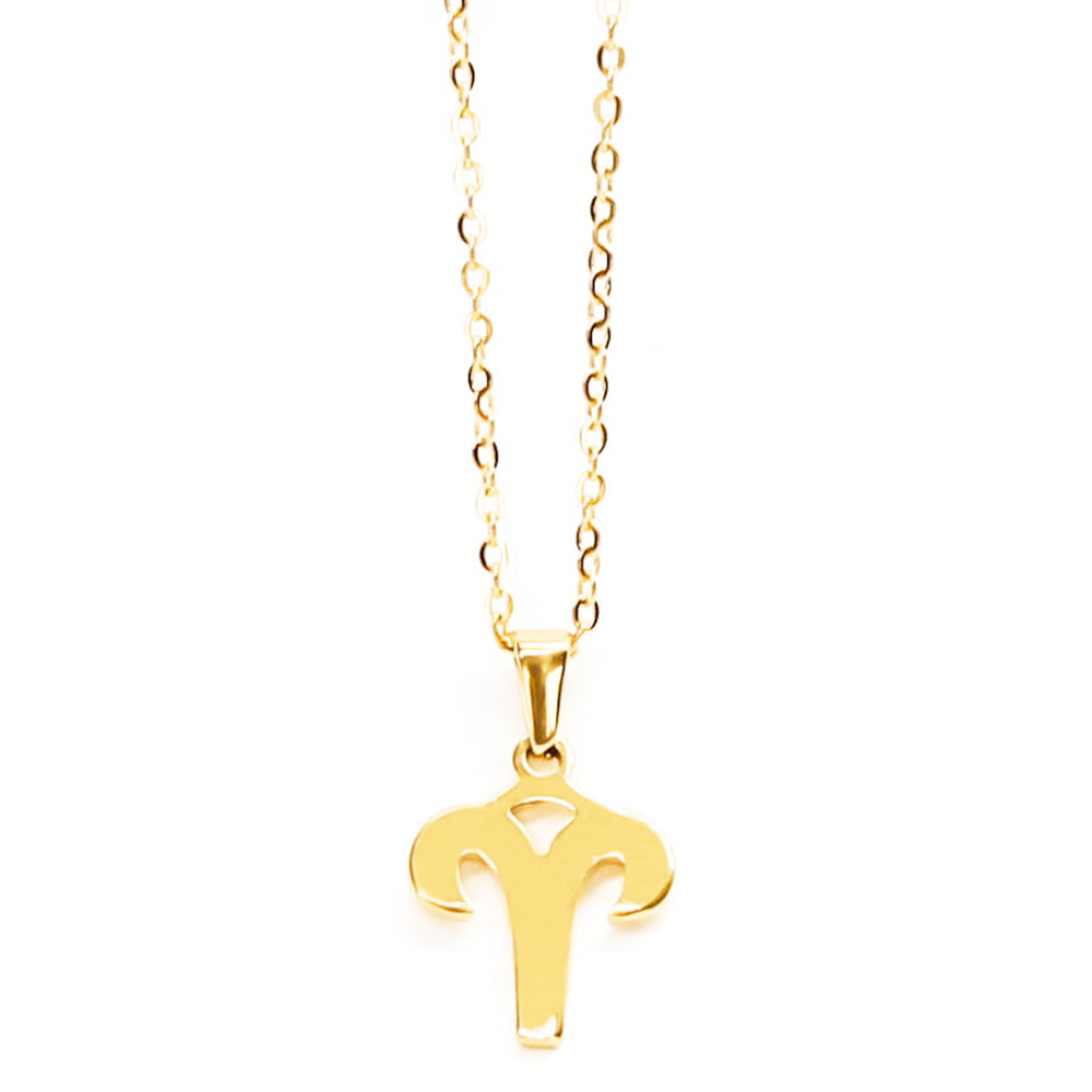 Colgante de acero inoxidable dorado con forma del signo del zodiaco Aries de 20mm