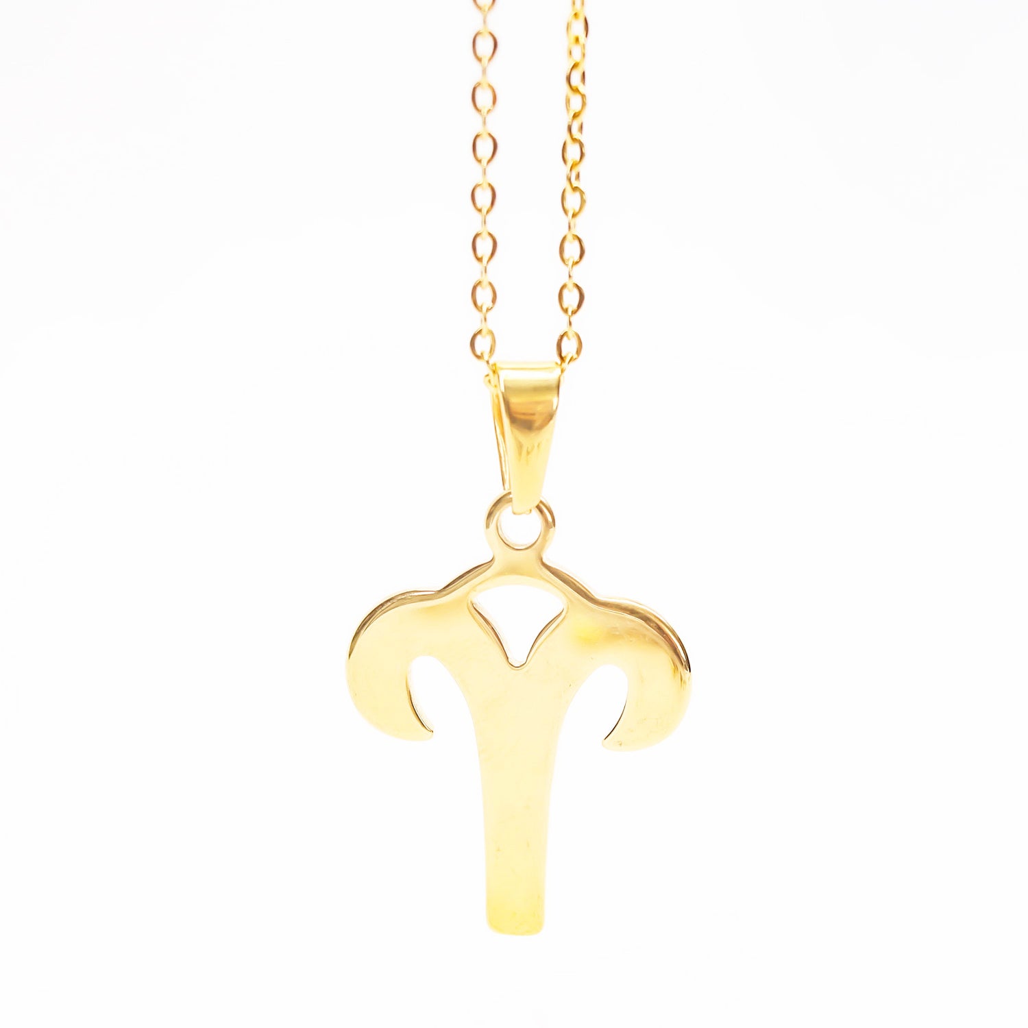 Colgante de acero inoxidable dorado con forma del signo del zodiaco Aries de 28mm
