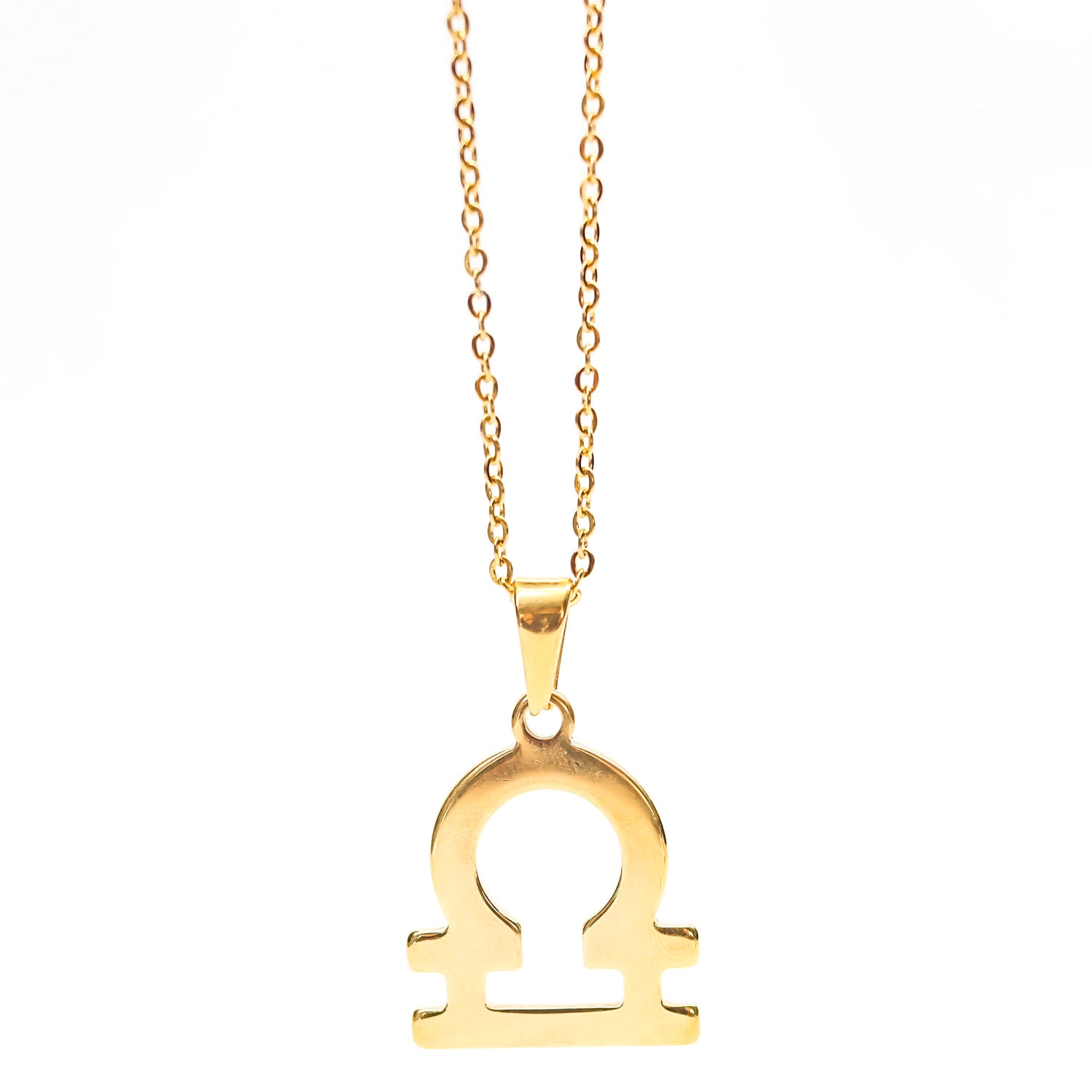 Colgante de acero inoxidable dorado con forma del signo del zodiaco Libra de 28mm